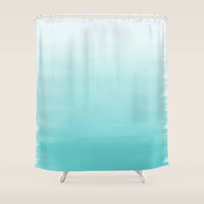Modern Teal Watercolor Gradient Ombre Brushstrokes Pattern Shower Curtain