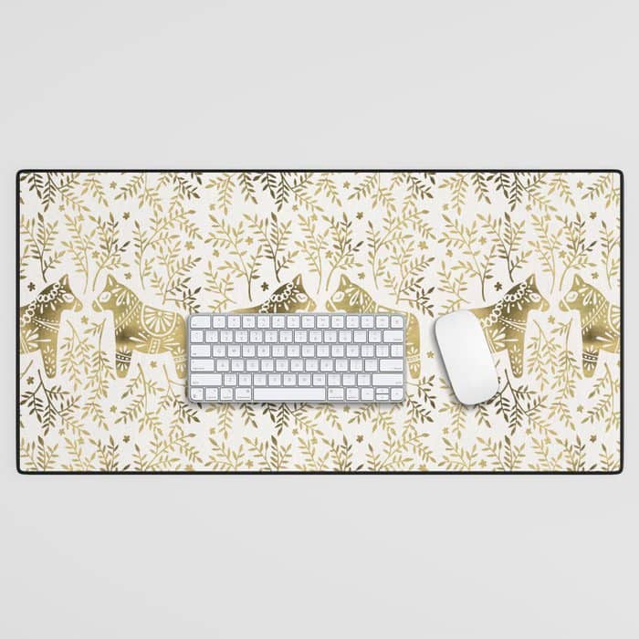 Swedish Dala Horses - Gold Palette Desk Mat