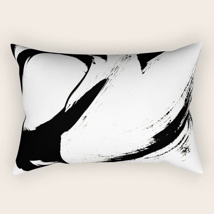 Brushstroke 6: A Minimal, Abstract, Black And White Piece Rectangular Pillow