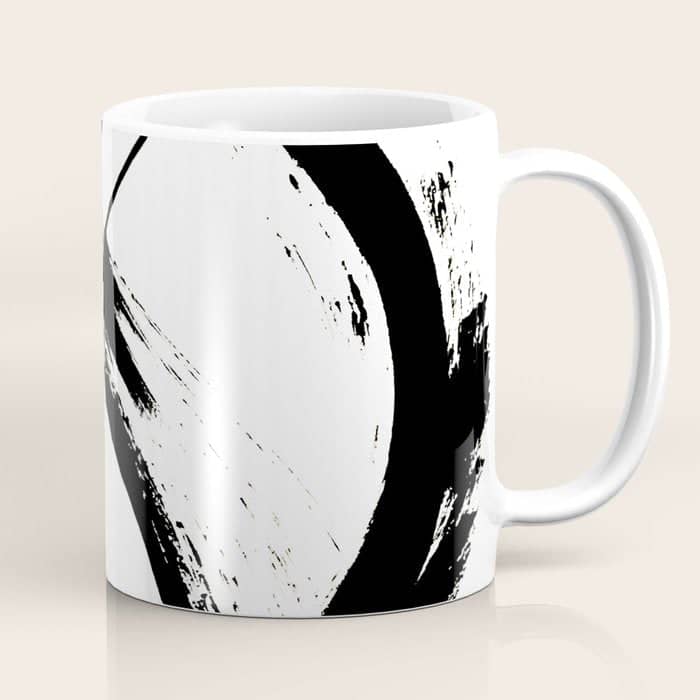 Brushstroke 7: A Minimal, Abstract, Black And White Piece Coffee Mug