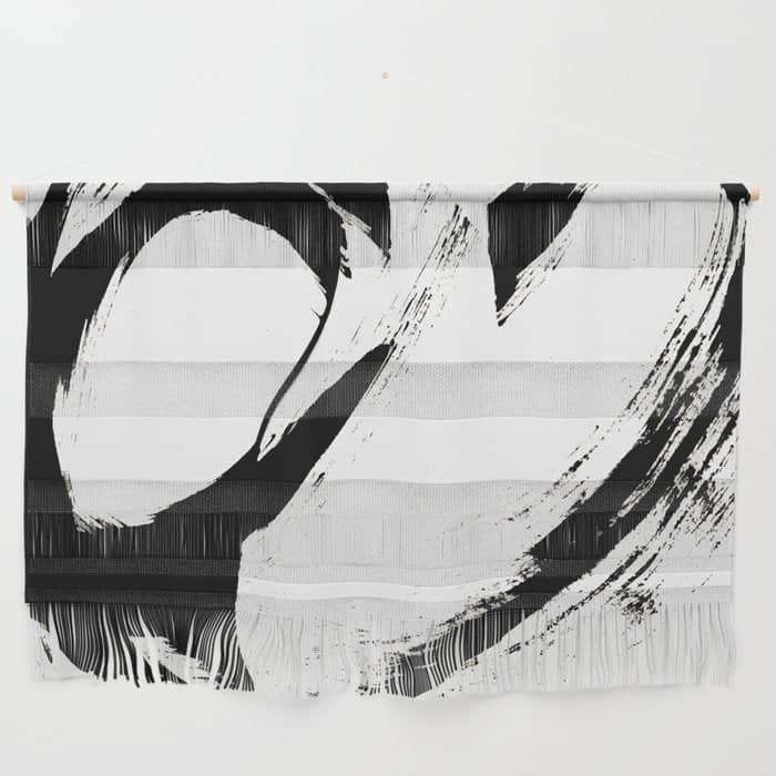 Brushstroke 6: A Minimal, Abstract, Black And White Piece Wall Hanging