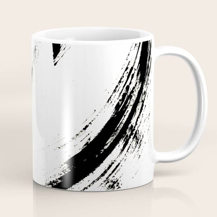 Brushstroke 6: A Minimal, Abstract, Black And White Piece Coffee Mug