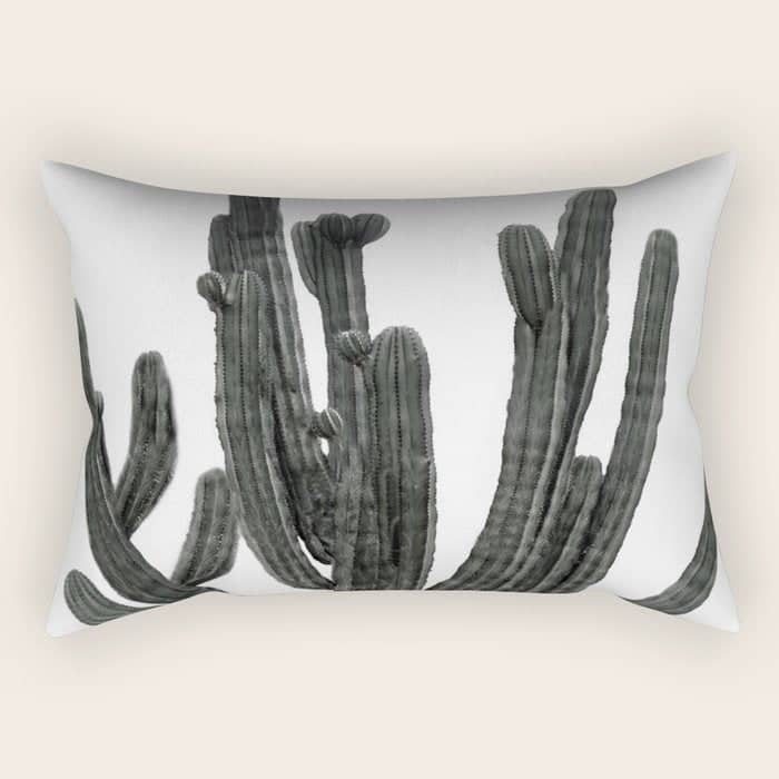Black And White Cactus Rectangular Pillow