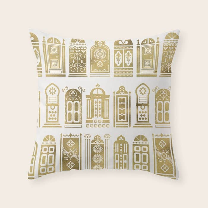 Moroccan Doors - Gold Palette Throw Pillow