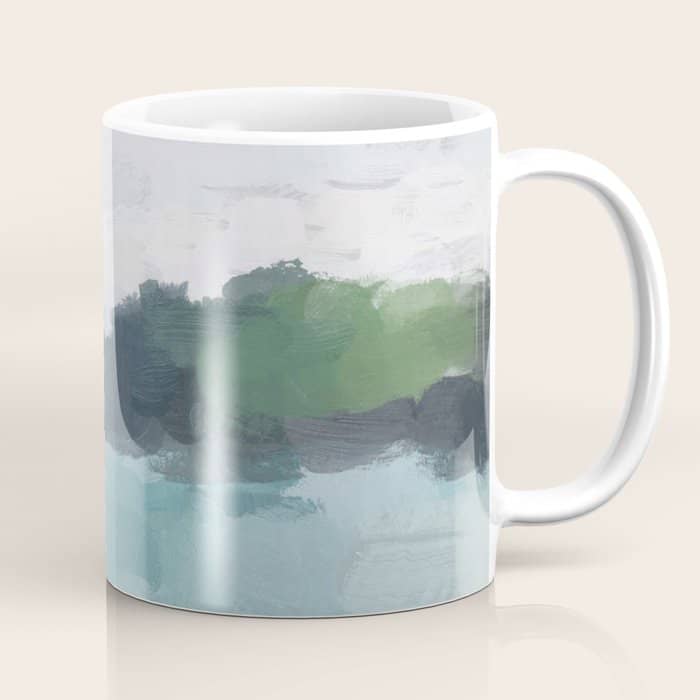 Island In The Distance I - Aqua Blue Green Abstract Art Painting Coffee Mug