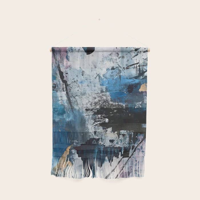 Breathe: Colorful Abstract In Black, Blue, Purple, Gold And White Wall Hanging