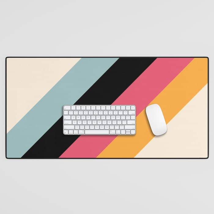 Hariasa - Classic Colorful Abstract Minimal Retro 70s Style Stripes Design Desk Mat