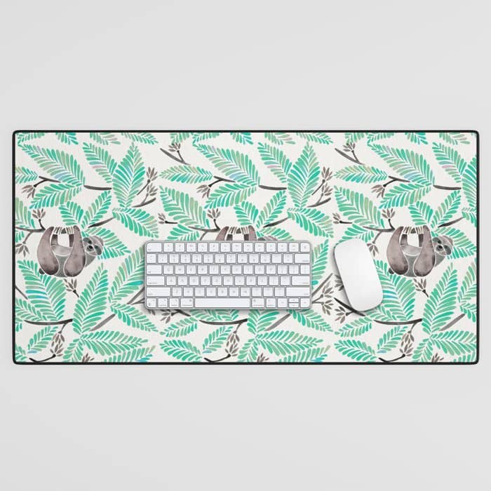 Happy Sloth - Tropical Mint Rainforest Desk Mat