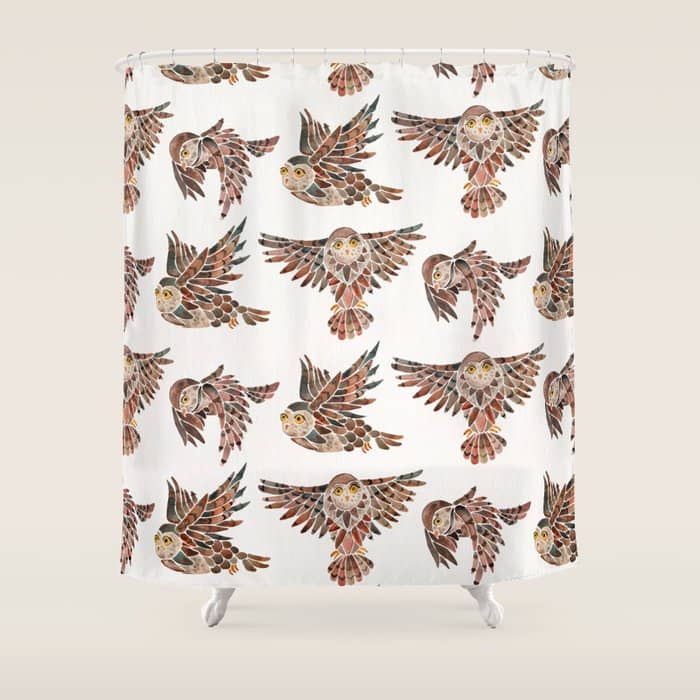 Owls In Flight - Brown Palette Shower Curtain