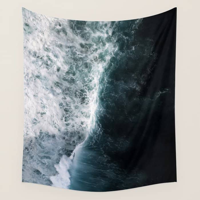 Oceanscape - White And Blue Wall Tapestry