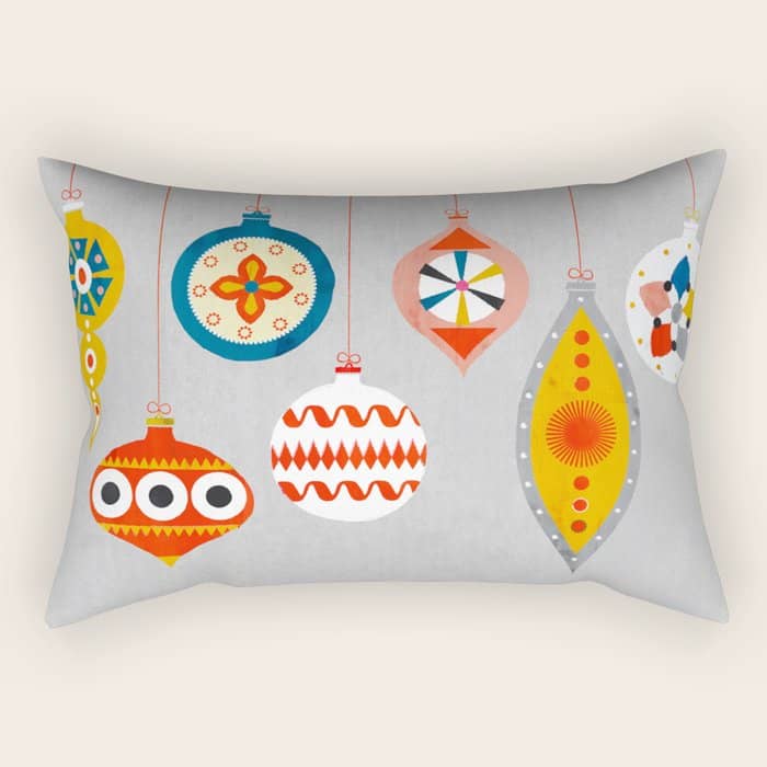 Christmas Retro Baubles No3 Rectangular Pillow