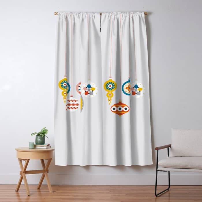 Christmas Retro Baubles No3 Window Curtain