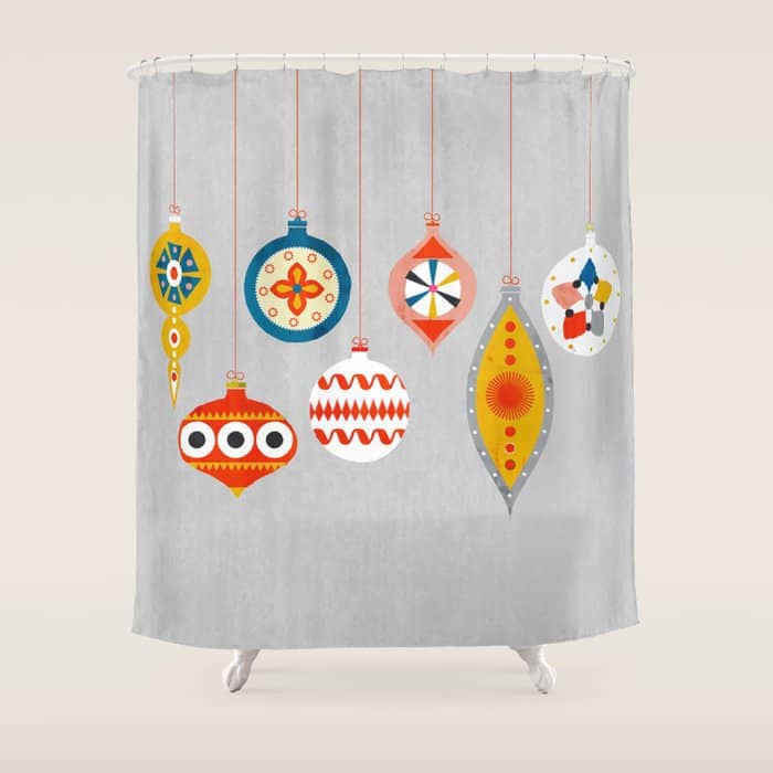 Christmas Retro Baubles No3 Shower Curtain
