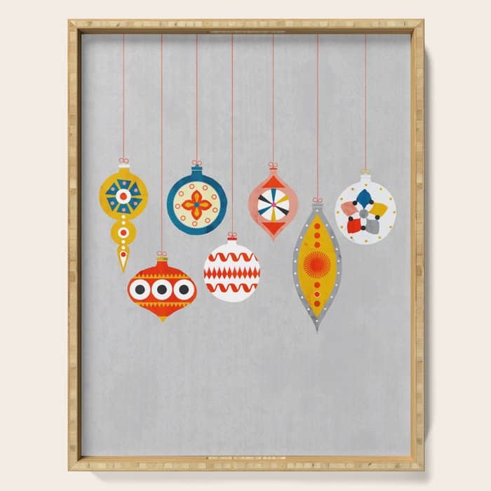 Christmas Retro Baubles No3 Serving Tray