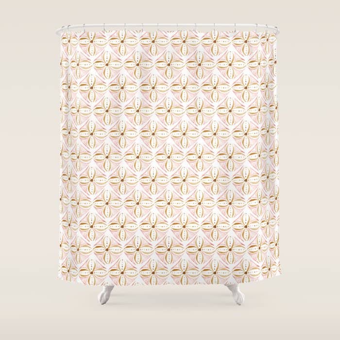 Rose Gold Watercolor Tile Shower Curtain