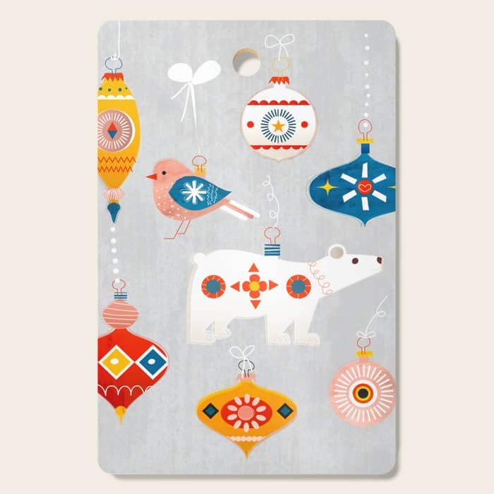 Christmas Vintage Decorations With Bear And Bird Cutting Board