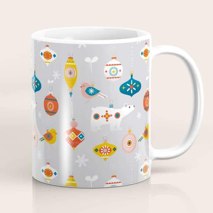 Christmas Vintage Decorations With Bear And Bird Coffee Mug