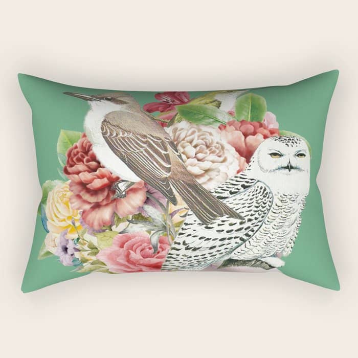 Lady With Birds(Portrait) 2 Rectangular Pillow
