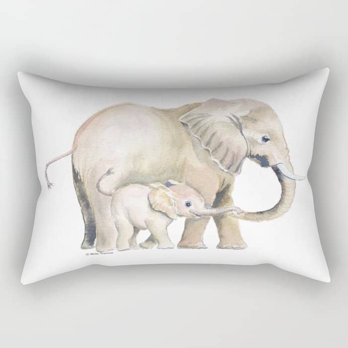 Mom And Baby Elephant 2 Rectangular Pillow