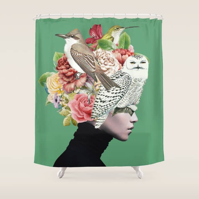 Lady With Birds(Portrait) 2 Shower Curtain