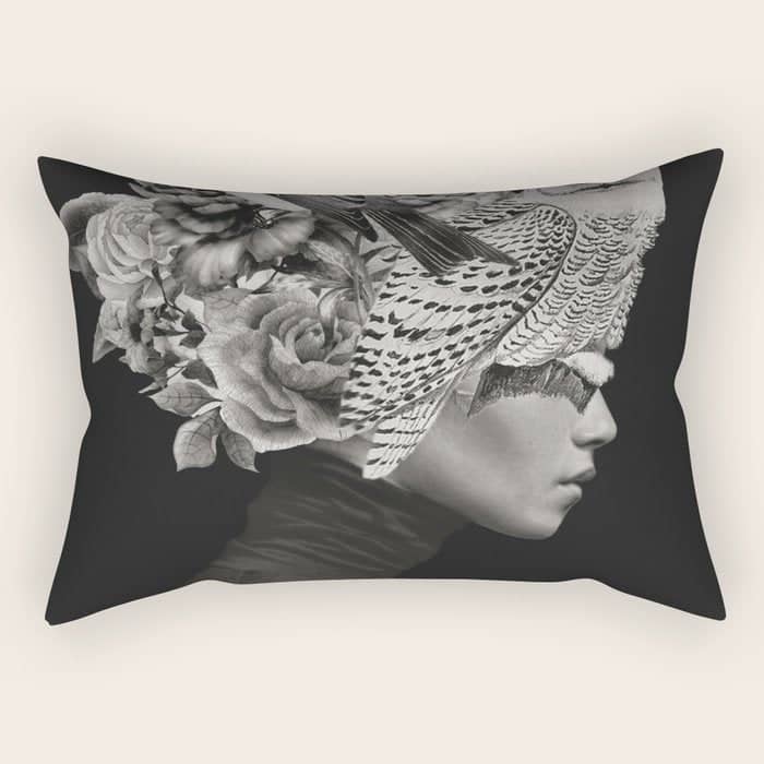 Lady With Birds(Portrait) Rectangular Pillow