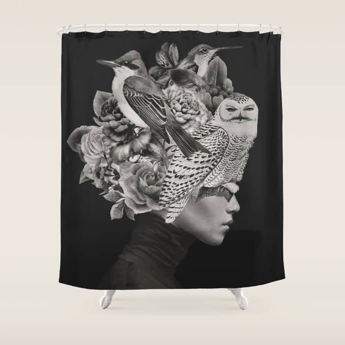 Lady With Birds(Portrait) Shower Curtain