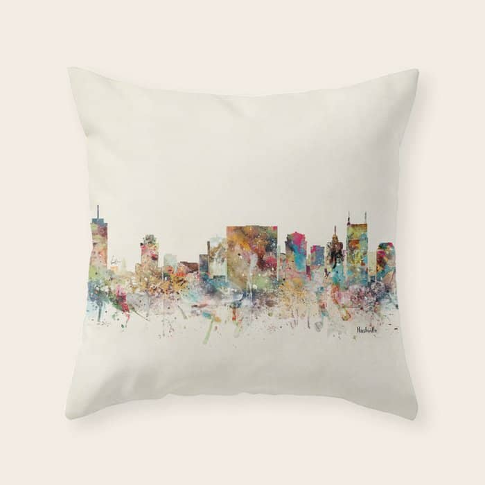 Nashville Tennessee Skyline Throw Pillow