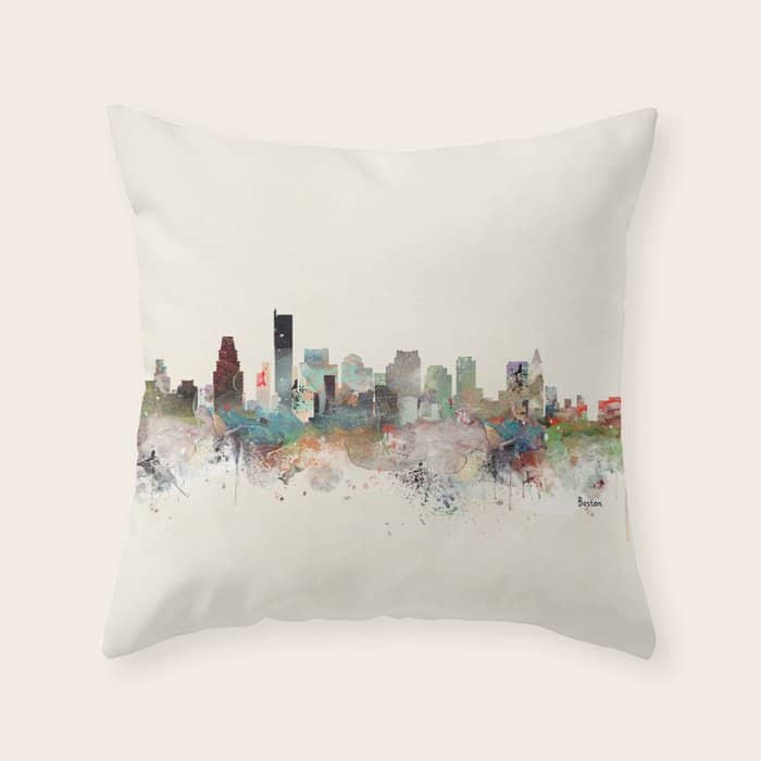 Boston Massachusetts Skyline Throw Pillow
