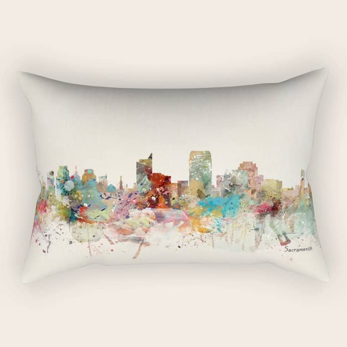 Sacramento California Skyline Rectangular Pillow