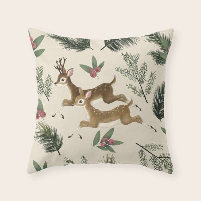 Winter Deer // Repeat Pattern Throw Pillow