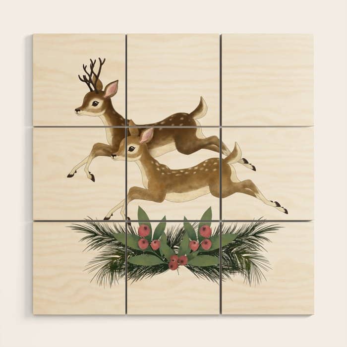 Winter Deer // Repeat Pattern Wood Wall Art