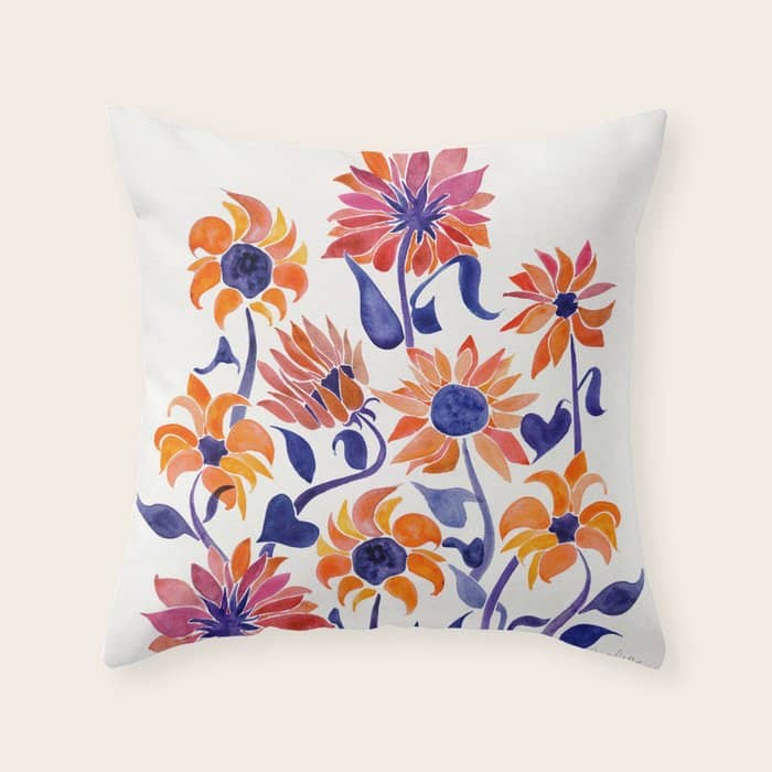 Sunflowers - Sunset Palette Throw Pillow