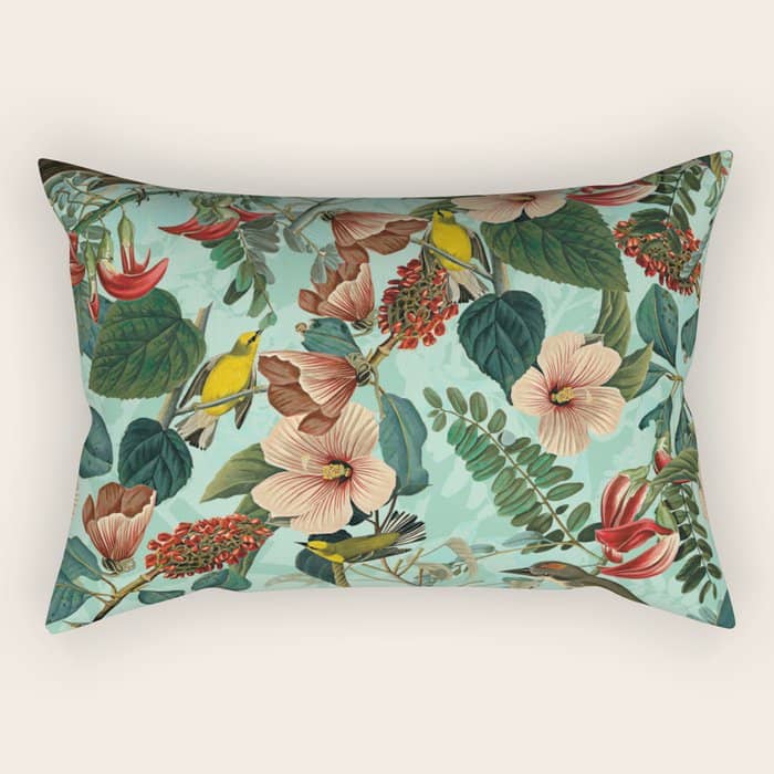 Floral And Birds Xiii Rectangular Pillow