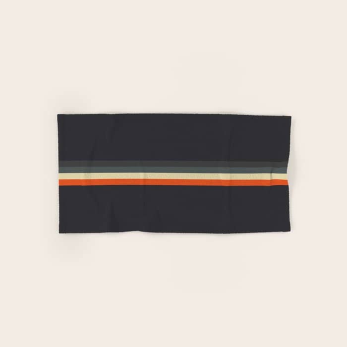 Meness - Classic Minimal Dark Retro Summer Stripes Bath Towel