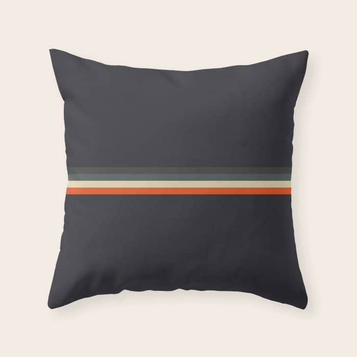 Meness - Classic Minimal Dark Retro Summer Stripes Throw Pillow