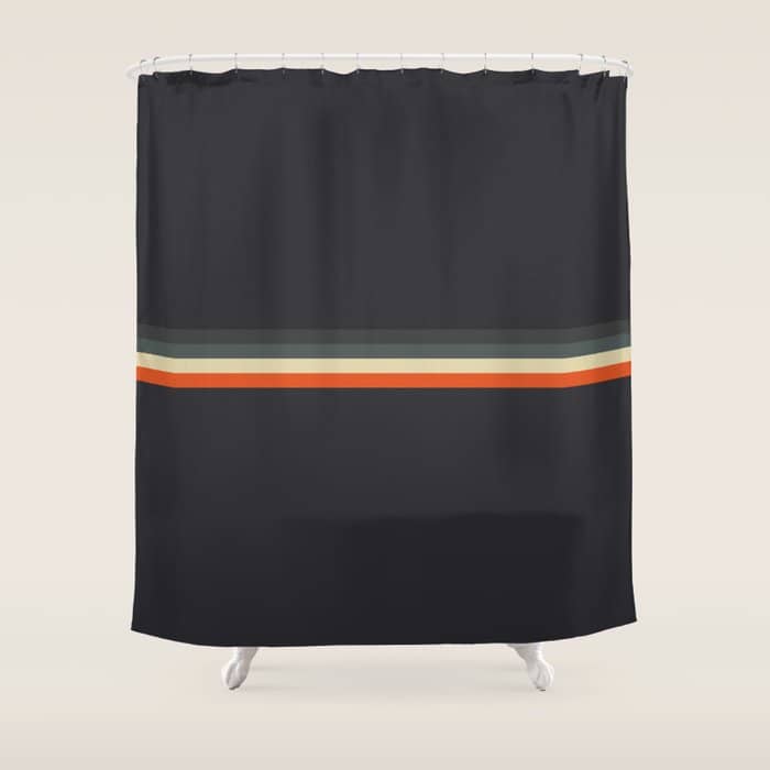 Meness - Classic Minimal Dark Retro Summer Stripes Shower Curtain