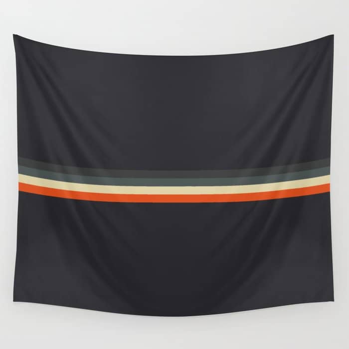 Meness - Classic Minimal Dark Retro Summer Stripes Wall Tapestry