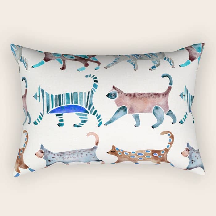 Cat Collection - Blue & Brown Palette Rectangular Pillow