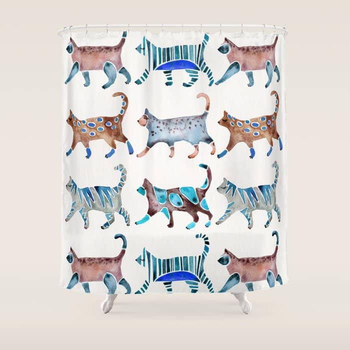 Cat Collection - Blue & Brown Palette Shower Curtain