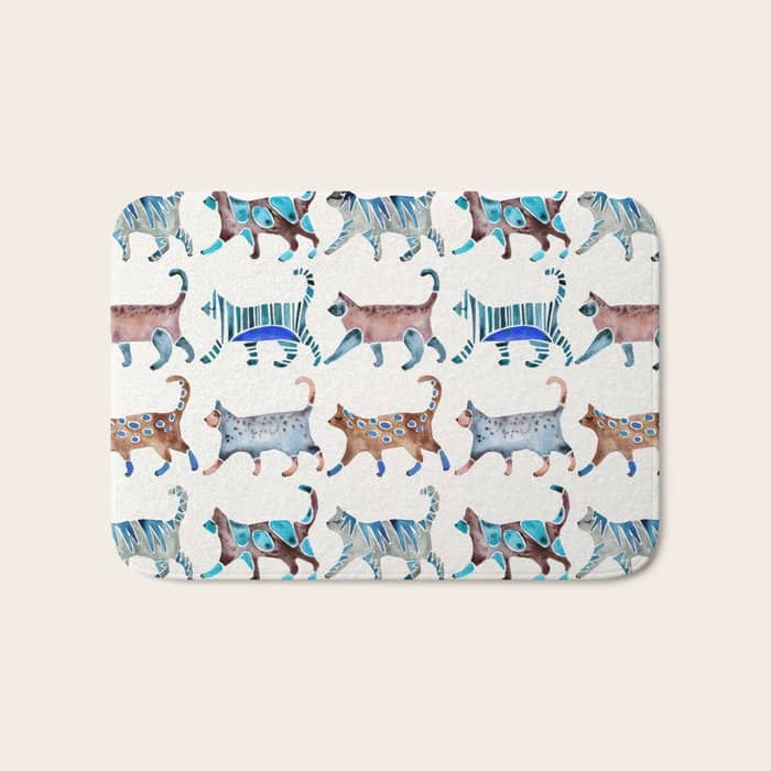 Cat Collection - Blue & Brown Palette Bath Mat