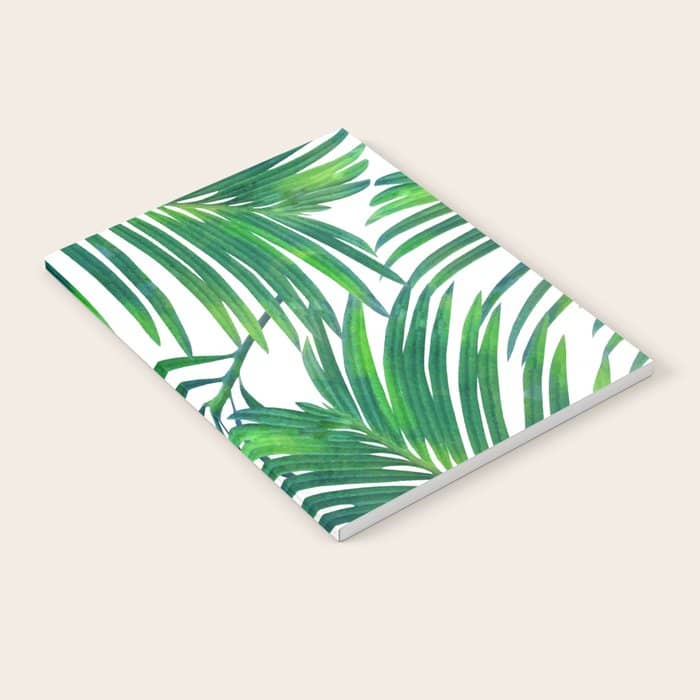 Palm Paradise, Tropical Leaves, Beachy Watercolor Painting, Minimal Nature Botanical Illustration Notebook