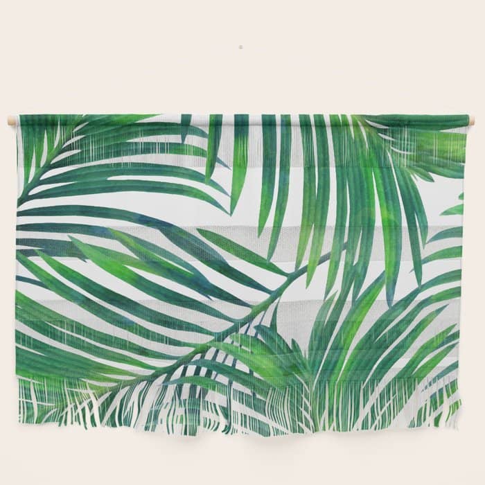 Palm Paradise, Tropical Leaves, Beachy Watercolor Painting, Minimal Nature Botanical Illustration Wall Hanging