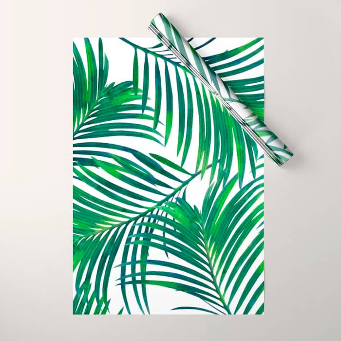 Palm Paradise, Tropical Leaves, Beachy Watercolor Painting, Minimal Nature Botanical Illustration Wrapping Paper