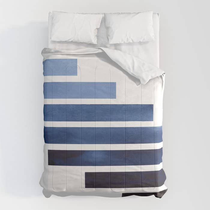 Navy Purple Blue Midcentury Modern Minimalist Staggered Stripes Rectangle Geometric Aztec Pattern Wa Comforter