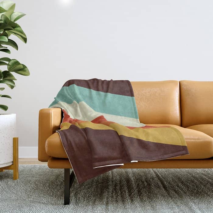 Renpet - Colorful Classic Abstract Minimal Retro 70s Style Stripes Design Throw Blanket