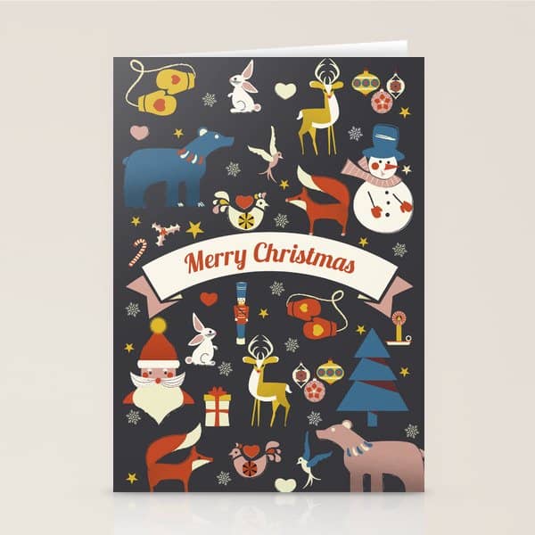 Christmas Symbols Pattern Stationery Card