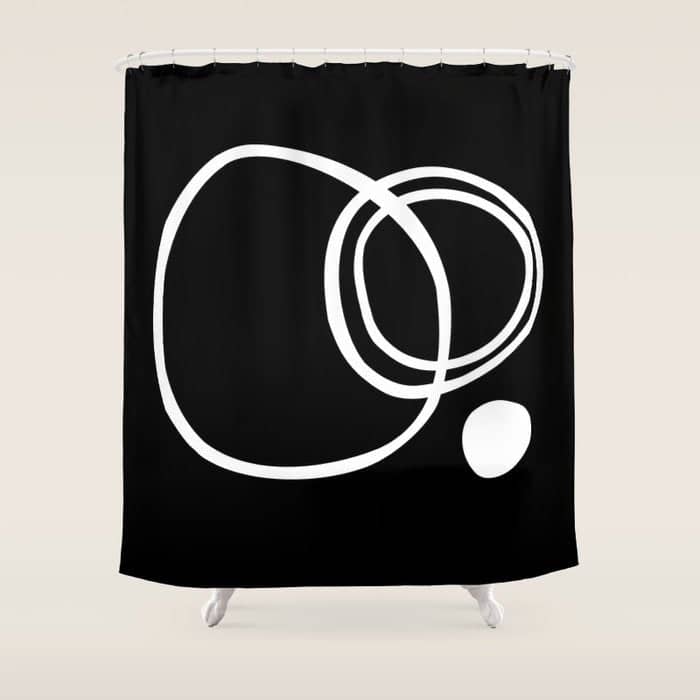Line Art, Modern, Minimal, Black And White Shower Curtain