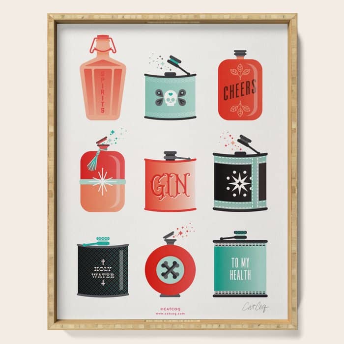 Flask Collection - Red & Turquoise Palette Serving Tray