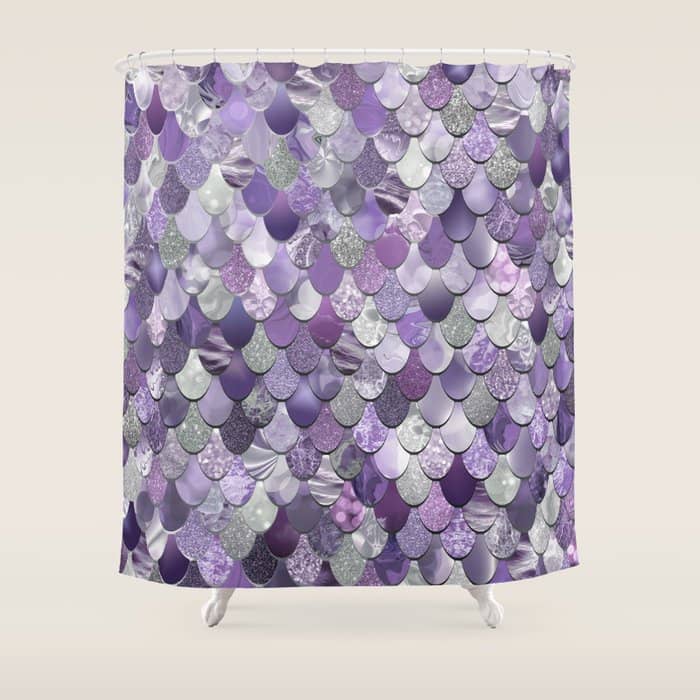 Mermaid Purple And Silver Shower Curtain