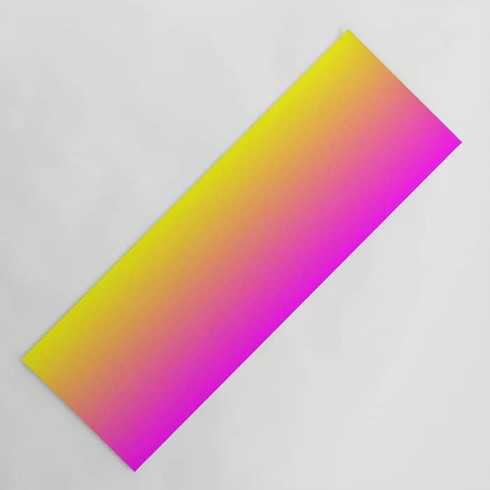 Neon Yellow And Bright Hot Pink Ombré  Shade Color Fade Yoga Mat